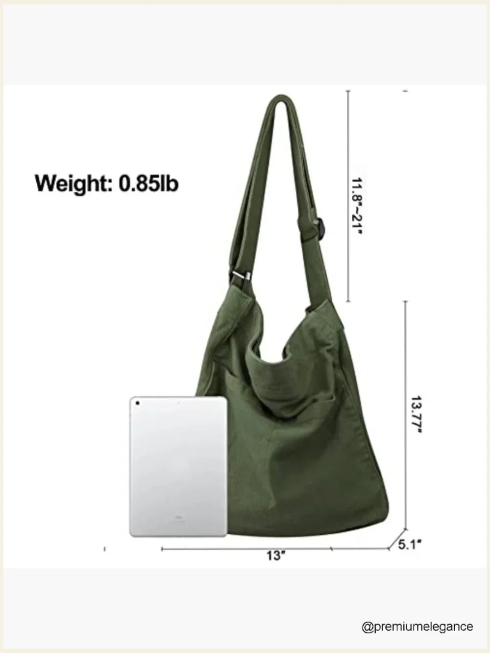 Canvas Hobo Crossbody Shoulder Tote Bag Multi-Pocket Casual Work Travel